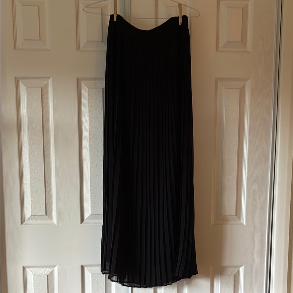 Anthropologie Black Pleated Maxi Skirt by Sabine